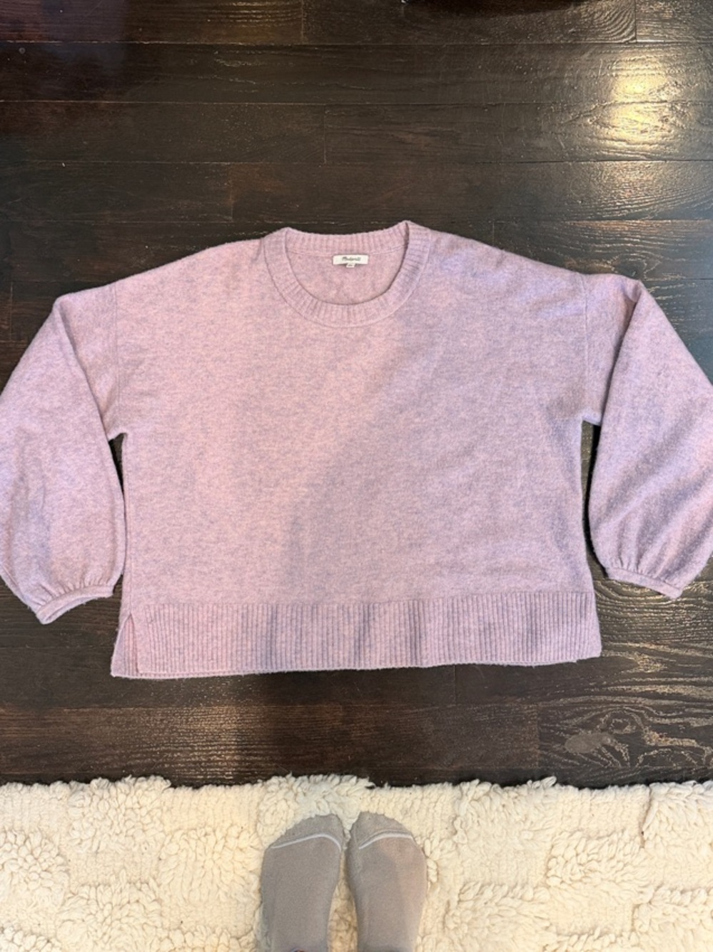 Madewell Women’s Lavender Crewneck Sweater Balloon Sleeve XL